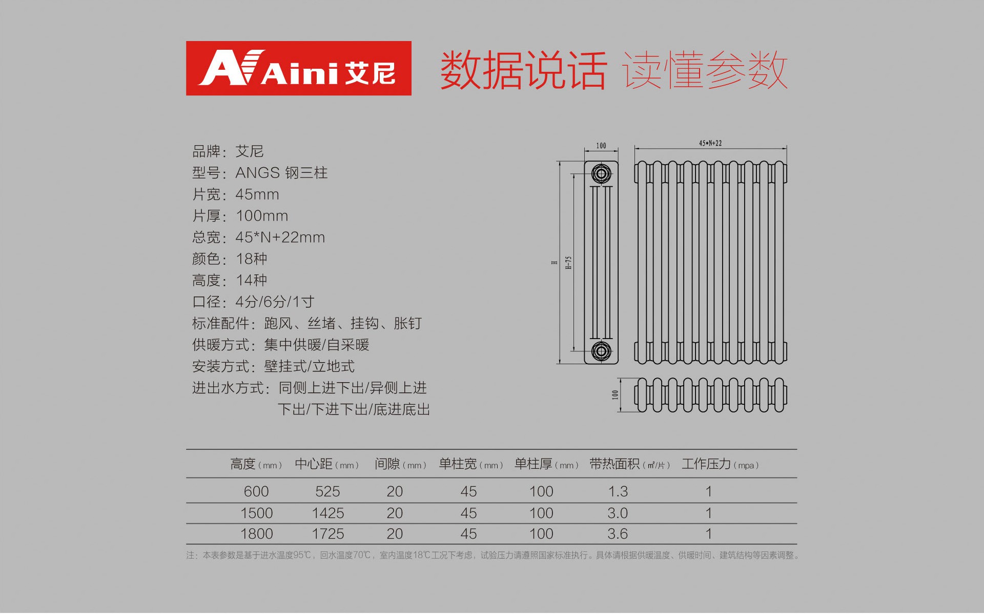 钢三柱暖气片参数